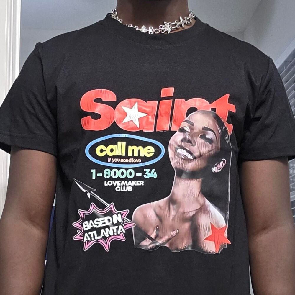 Saint Call Me Atlanta Graphic T-Shirt Y2K Streetwear